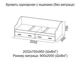 Кровать одинарная с ящиками (Без матраца 0,9*2,0) в Надыме - nadym.магазин96.com | фото